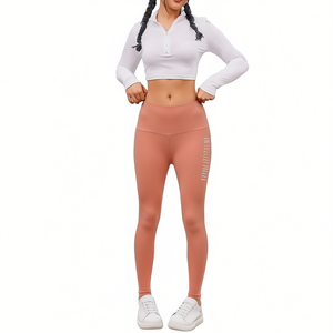 Leggings de yoga sans couture taille haute pour femmes avec un design plissé, vêtements de sport respirants en nylon et élasthanne pour la salle de sport et le fitness, longueur cheville - Product Image 1