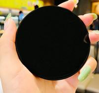 Miroir de maquillage pliable double face portable, miroir de poche rond noir, miroir de retouche manuel