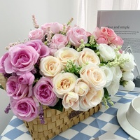 Bouquet de mariée en fleurs artificielles en gros, petite composition florale, roses de haute qualité
