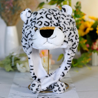 Gorros de Peluche de Animales de Dibujos Animados para Niños, Gorro de Cerdito Rosa, Pollo, Búho, Cabra, Leopardo, Oso Blanco, para Fiestas y Cosplay
