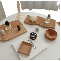 Plateau de service en bois écologique, plateau de table basse, plat de présentation ondulé pour bijoux, décoration intérieure