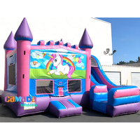 Château gonflable commercial avec toboggans aquatiques et piscine, panneau artistique personnalisable inclus