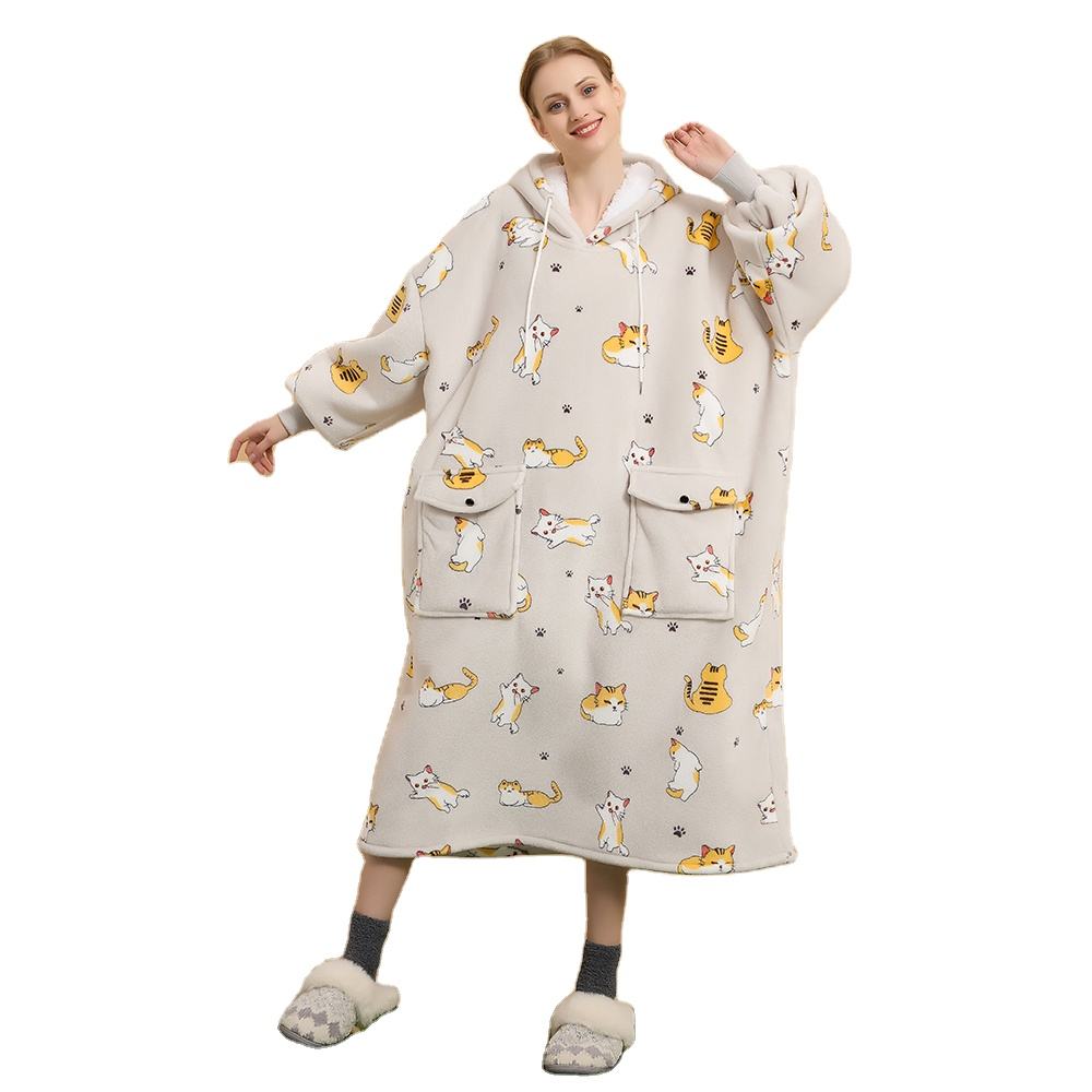 Long Dress Wearable Blanket New Style Factory Soft Big Pocket Skin