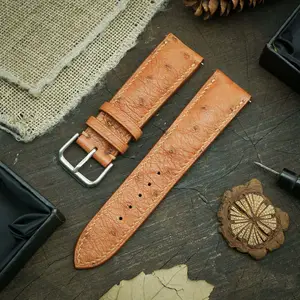 Ostrich Skin Soft 20mm 42mm Leather Sport Watch Bands Quick Release Genuine Leather Straps for Watch Ultra - Product Image 1