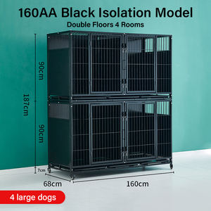 กรงสุนัขสำหรับผู้ป่วยในโรงพยาบาลสัตว์เลี้ยงกรงสุนัขสีดำและสีขาวรวมกันหลายชั้นเคลือบสังกะสีอบขนาดฟรี - Product Image 2