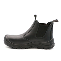 Chaussures de sécurité MaxiTough légères, antidérapantes, en cuir véritable noir, imperméables, robustes, mi-hautes, pour travaux lourds