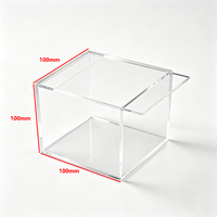 Boîte de rangement carrée transparente à couvercle coulissant pour bureau, maison, organisateur de rangement en acrylique