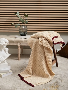 Chất Lượng Cao Len Pha Trộn Màu Sắc Đôi Khâu Jacquard Dệt Kim Ném Chăn Cho Mùa Đông Trang Trí Nội Thất Và Du Lịch Rlk - Product Image 5