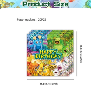 My Singing Monsters Decoración de fiesta de <span class=keywords><strong>cumpleaños</strong></span> Vajilla desechable Plato Mantel Servilleta Baby Shower Niños Favor Suministros para fiestas - Product Image 4