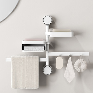 מתלה סבון רב שכבתי, ללא קידוח, עם כוסות יניקה מסתובבות, עמיד בפני חלודה, לתלייה על הקיר, עם חורי ניקוז, נגד החלקה. - Product Image 1