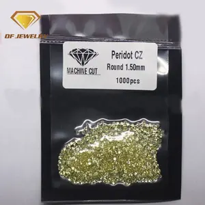 थोक 1.5mm दौर मशीन कट ढीला peridot cz पत्थर कीमत