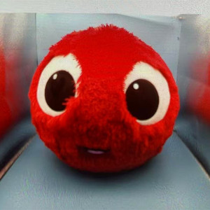 Peluche rouge personnalisée en forme de boule duveteuse, jouet en peluche rouge à grands yeux, peluche rouge moelleuse en forme de boule, adorable boule en peluche rouge ronde - Product Image 1