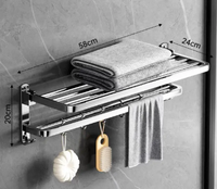 Ensemble de porte-serviettes pliables modernes, porte-serviettes mural pour toilettes, accessoires de salle de bain, aluminium brossé finition satinée