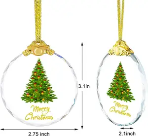 China Custom Polished Hanging Crystal Ornament with UV Printing Elegant Engraved Design