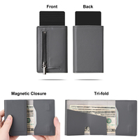 Dompet Bahan PU Pola Napa Baru 2024 dengan Desain Minimalis Tombol Geser Samping untuk Pria, Dilengkapi RFID Blocking, Cocok untuk Hadiah