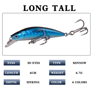 Señuelo Duro Microsumergible Minolua 6cm/6.7G con Gancho Blood Groove, Cebo Artificial de Plástico para Pesca de Trucha y Pesca de Fondo - Product Image 3