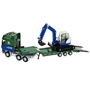 Logo personalizzato 1/50 simulazione semirimorchio auto in metallo <span class=keywords><strong>camion</strong></span> <span class=keywords><strong>camion</strong></span> giocattolo modello semirimorchio con escavatore - Product Image 3