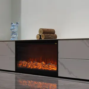 Moderner Möbelschrank elektrischer Kamin Fernsehtisch dekorativer Kaminsatz 3d-Led-Flammensimulation Kamin