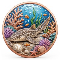Pièce de monnaie en cuivre pur 999 de 5 oz, série Monde Marin 3D en relief, animaux marins colorés UV, édition de collection