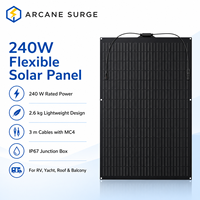 Panel Surya Fleksibel 240W Monokristalin Ringan Portabel untuk RV, Kapal Pesiar, Atap, Balkon dengan MC4