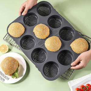 Molde de silicona para hamburguesas de fácil liberación de 12 piezas, molde para hornear en la cocina para uso doméstico transfronterizo, herramientas para pasteles - Product Image 4