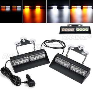 2 pièces, 10-30V, feux stroboscopiques d'urgence clignotants blancs et ambre, 27 modes, lampe de pare-brise intérieure avec ventouses pour camions - Product Image 1