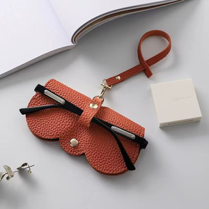 PU Leather <b>Glasses</b> Pouch – Litchi Pattern Embossed, Hanging Loop, Portable Travel Sunglasses <b>Case</b> – <b>Soft</b> Lined, Scratch-proof Fo - Product Image 5