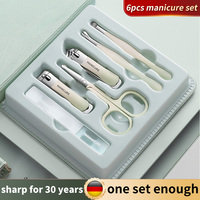 Kit de manucure et pédicure professionnel de haute qualité en acier au carbone, 6 pièces, pour voyage, HONGSTARS, utilisation facile