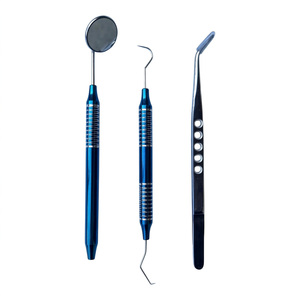 Kit de Examen Dental Básico Rootcare Dental Blue PMT, 3 Piezas, Juego de Diagnóstico Dental de Acero Inoxidable, Manual Quirúrgico, CE - Product Image 1