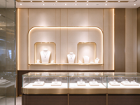 Vitrine de luxe pour bijoux en or avec éclairage LED, présentoir moderne en verre pour magasin de détail
