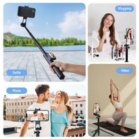 Mini support de téléphone pour perche à selfie avec reconnaissance de scène IA, écran de vision arrière et contrôle photo à distance