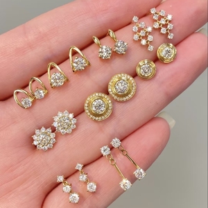 Pendientes de diamantes cultivados en laboratorio, corte múltiple, claridad VVS1/VS1, chapados en oro de 10/14/18k, certificado IGI, color DE - Product Image 2