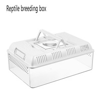 Portable Pet Carrier LED Light Magnifying Lid-Escape-Proof Breathable Push-Up Closure Quadrate Shape PC/ABS Material All Seasons
