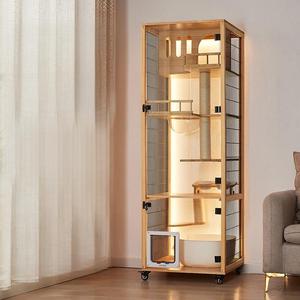 Vente en gros de villa pour chat en bois massif, compacte, pour petite famille, design peu encombrant, cage intérieure pour chat, maison pour chat - Product Image 5