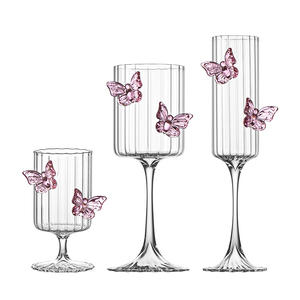 Copas de vino tinto cuadradas de mariposa sopladas a mano personalizadas, copa de vino de cristal de tallo largo, copa de champán para boda - Product Image 1