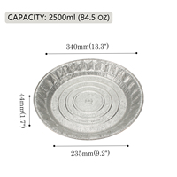 Barquette alimentaire jetable en aluminium de haute qualité de 13 pouces avec couvercle, écologique, de qualité alimentaire, capacité de 2500 ml, couleur argent