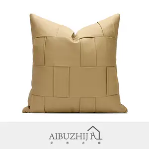 AIBUZHIJIA Wholesale Supplier Elegant Luxury Pillow Covers 45 X 45 Cm Yellow Checkered Graphic Throw Pillow Case for Villa