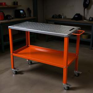 Banc de travail de soudage 36x18 en acier, capacité 1200 lb, roulettes verrouillables, fentes pour outils, trous de fixation pour le soudage - Product Image 2