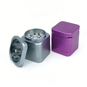 Aluminum <strong>Grinder</strong> 4-Layer Square Spice Tobacco <strong>Grinder</strong> with Pollen Sifter &amp; Scraper - Multiple Colors Available - Product Image 6