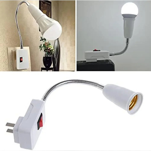 Thép không gỉ E27 đèn cơ sở linh hoạt uốn cong di động kiểm tra ánh sáng ổ cắm adapter cắm với vít phong cách chuyển đổi vật liệu nhựa - Product Image 3