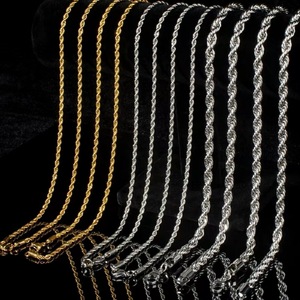 Gioielli su misura all'ingrosso donne <span class=keywords><strong>uomo</strong></span> in <span class=keywords><strong>acciaio</strong></span> inox 2MM 3MM 4MM 5MM corda attorcigliata moda 18K catene d'<span class=keywords><strong>oro</strong></span> <span class=keywords><strong>collane</strong></span> - Product Image 3