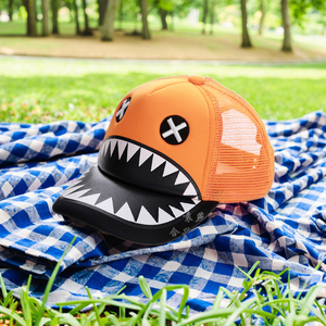 Bán Buôn Dễ Thương Cá Mập Thêu Mùa Hè <span class=keywords><strong>Hat</strong></span> Cho Trẻ Em Và Cha Mẹ 5-Bảng Điều Chỉnh Thiết Kế 100% <span class=keywords><strong>Polyester</strong></span> Cargo Cap Net - Product Image 1