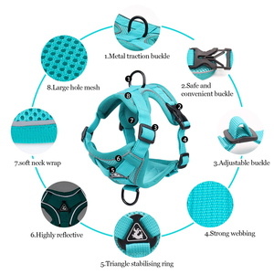 Breathable Reflective Adjustable Nylon Mesh Cat Puppy Pet Walking <b>Harness</b> Vest and Leash Set for Small Medium Dogs - Product Image 4