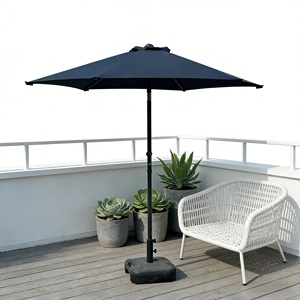 <span class=keywords><strong>Sombrilla</strong></span> de Patio Plegable Moderna de 2.3m, Impermeable, Color Azul Marino, con Manivela, Estructura de Hierro, 6 Varillas, Resistente a los Rayos UV, para Jardín, Hotel - Product Image 4