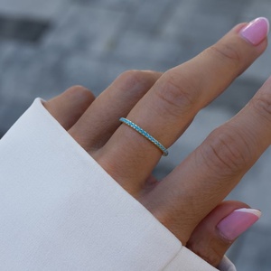 <span class=keywords><strong>Di</strong></span> alta qualità placcato in <span class=keywords><strong>oro</strong></span> turchese pavimentano gioielli semplici delicati turchese anello per eternità gioielli impilabili anelli <span class=keywords><strong>di</strong></span> <span class=keywords><strong>fidanzamento</strong></span> messicano - Product Image 2