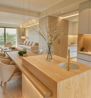 Meubles de cuisine en verre stratifié blanc crème, armoires de rangement en bois, buffets, îlot de cuisine personnalisé, personnalisation complète de la maison