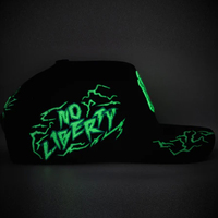 Nueva Llegada, Gorras de Béisbol Casuales de 5 Paneles con Logotipo Personalizado, Bordado Luminoso Thunder, Visera Curva, Diseño de la Estatua de la Libertad