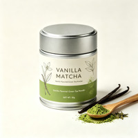 Poudre de thé vert matcha de qualité cérémonielle, marque privée, prix de gros OEM, matcha vanille en boîte de conserve 30g 3A-6A