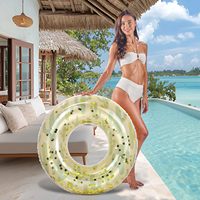 Bouée de piscine gonflable scintillante avec confettis, bouée de natation robuste pour enfants et adultes, motif cactus pailleté