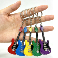 Porte-clés en alliage de zinc en forme de guitare vintage avec logo musical personnalisé, écologique, étanche, léger et en émail souple, vente en gros
